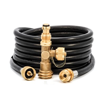 Camco RV Propane 3-Port Brass Tee with 12' Propane Hose