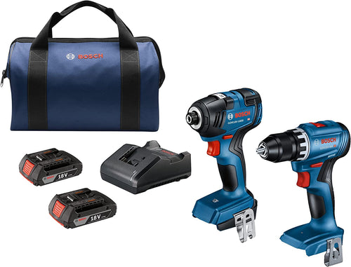 Bosch 18V 2-Tool 1/4 in. Hex Impact Driver and 1/2 in. Drill/Driver Kit with (2) 2.0Ah Batteries