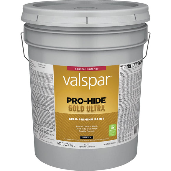 Valspar® Pro-Hide® Gold Ultra Interior Self-Priming Paint Eggshell 5 Gallon Super One Coat White (5 Gallon, Super One Coat White)