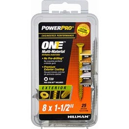 Power Pro One Exterior Screws, Flat Head, Bronze Epoxy Coated, #8 x 1.5-In., 25-Pk.