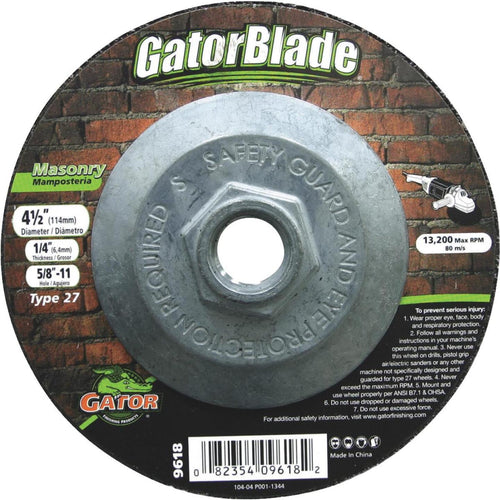 Gator Blade Type 27 4-1/2 In. x 1/4 In. x 5/8 In.-11 Masonry Cut-Off Wheel